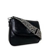 Γυναικεία τσάντα χιαστί maxi flap Glossy Μαύρο