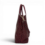 Τσάντα Ώμου tote Croco Glos μπορντώ Hunter, κλείσιμο με φερμουάρ