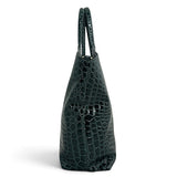 Τσάντα Ώμου tote Croco Glos πράσινο Hunter, κλείσιμο με φερμουάρ