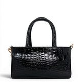 Τσάντα Ώμου mini tote Croco Glos μαύρο Hunter, 2 σταθερά κοντά χεράκια