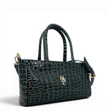 Τσάντα Ώμου mini tote Croco Glos πράσινο Hunter με γυαλιστερή υφή κροκό
