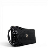 Τσάντα Χειρός mini Croco Glos μαύρο Hunter με γυαλιστερή υφή κροκό