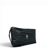 Τσάντα Χειρός mini Croco Glos πράσινο Hunter με γυαλιστερή υφή κροκό