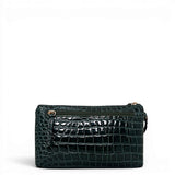 Τσάντα Χειρός mini Croco Glos πράσινο Hunter, σταθερό λουράκι καρπού