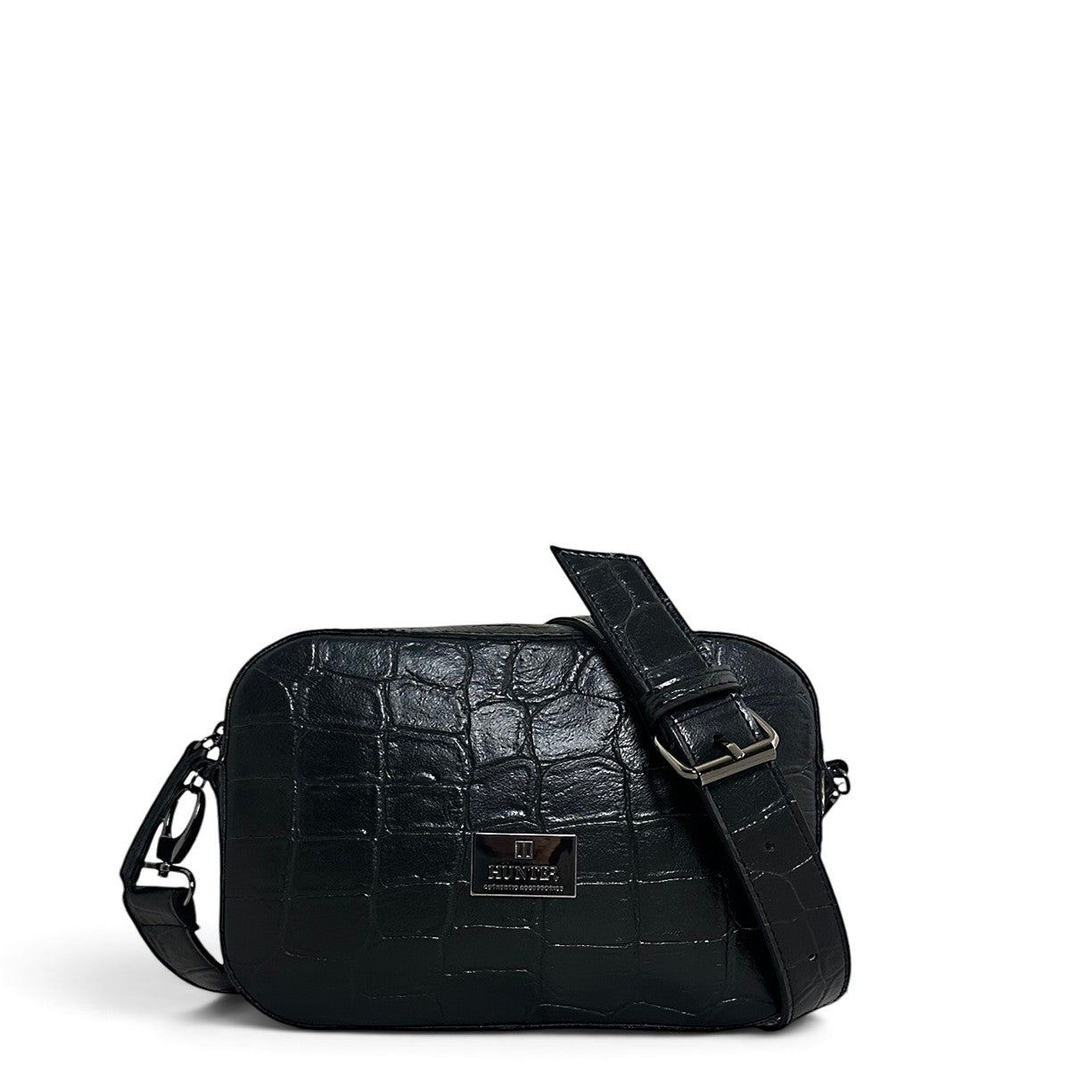 Γυναικεία Τσάντα Χιαστί boxy Croco Μαύρο Hunter