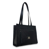 Γυναικεία τσάντα ώμου δερμάτινη Grain Μαύρο