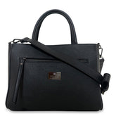 Γυναικεία τσάντα top handle δερμάτινη Grain Μαύρο