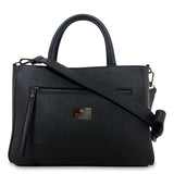Γυναικεία τσάντα top handle δερμάτινη Grain Μαύρο