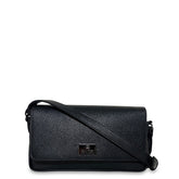 Γυναικεία τσάντα χιαστί flap δερμάτινη Grain Μαύρο