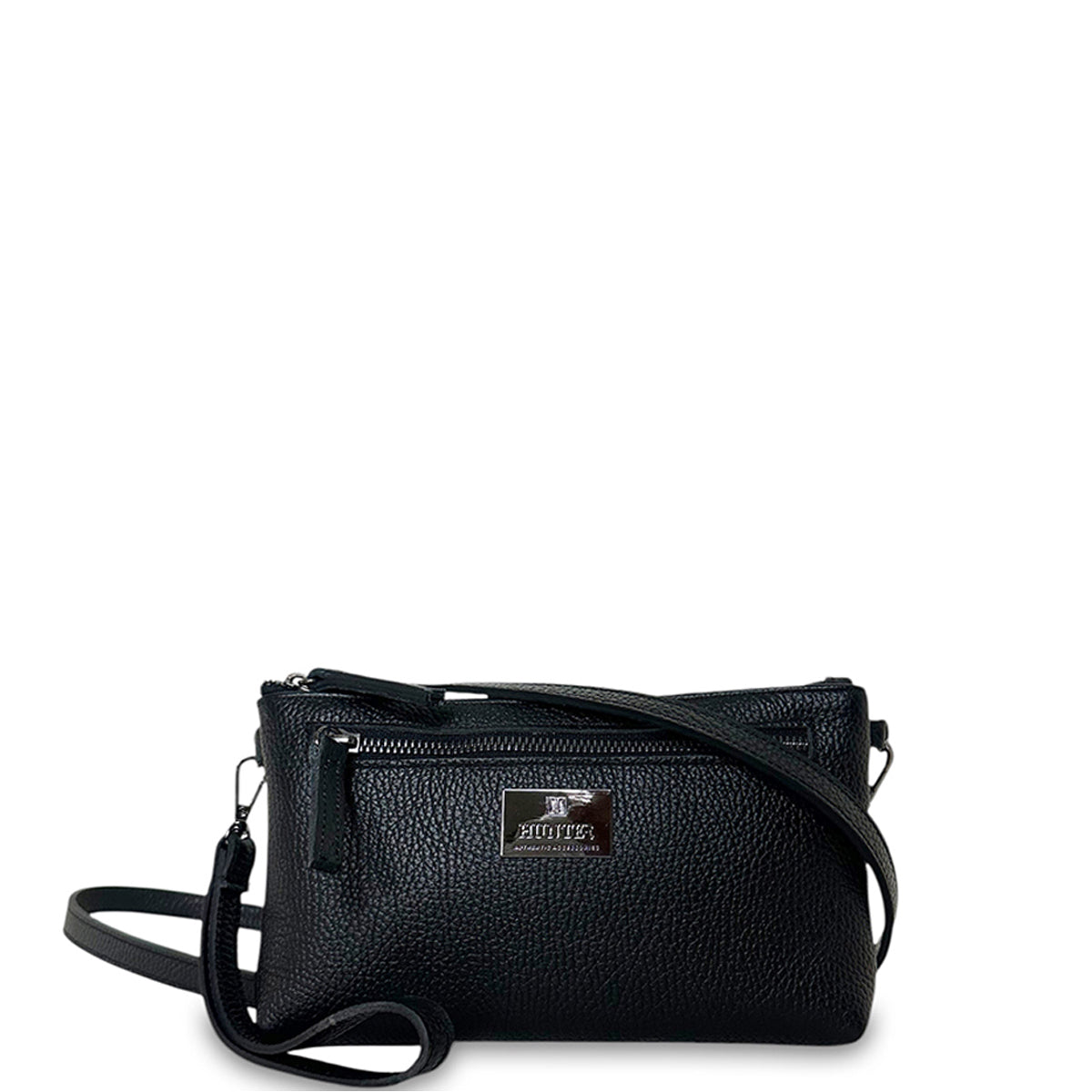 Γυναικεία τσάντα χειρός - χιαστί δερμάτινη Grain Μαύρο