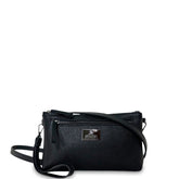 Γυναικεία τσάντα χειρός - χιαστί δερμάτινη Grain Μαύρο