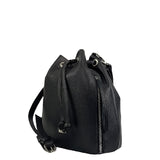 Γυναικεία δερμάτινη τσάντα ώμου bucket Μαύρο