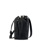 Γυναικεία δερμάτινη τσάντα ώμου bucket Μαύρο