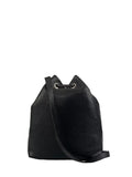 Γυναικεία δερμάτινη τσάντα ώμου bucket Μαύρο