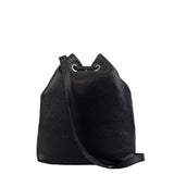 Γυναικεία δερμάτινη τσάντα ώμου bucket Μαύρο
