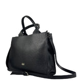 Δερμάτινη γυναικεία τσάντα shopper Μαύρο