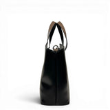Τσάντα Ώμου triangle tote Mokka μαύρο Hunter, 2 σταθερά χεράκια με λεπτομέρεια αντιθετικού χρώματος πλακέ