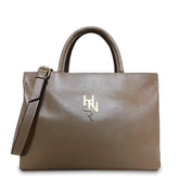 Γυναικεία τσάντα ώμου δερμάτινη top handle Plain Πούρο