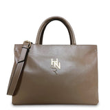 Γυναικεία τσάντα ώμου δερμάτινη top handle Plain Πούρο