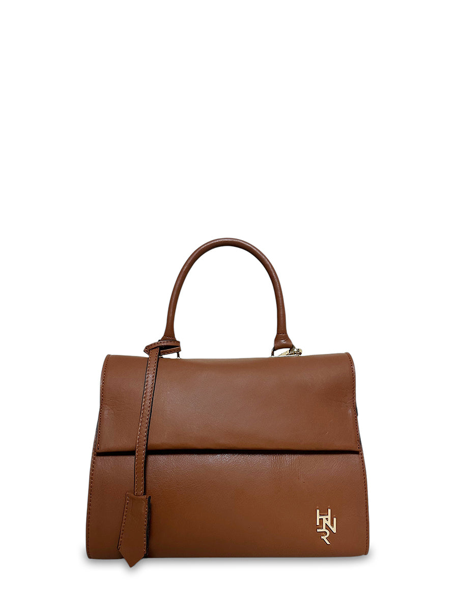 Γυναικεία τσάντα δερμάτινη top handle Plain Ταμπά
