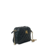 Γυναικεία τσάντα χιαστί mini oval Quilted Μαύρο