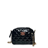 Γυναικεία τσάντα χιαστί mini oval Quilted Μαύρο Λουστρίνι