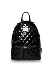 Γυναικεία τσάντα πλάτης middle Quilted Μαύρο Λουστρίνι