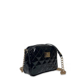 Γυναικεία τσάντα χιαστί mini oval Quilted Μαύρο Λουστρίνι