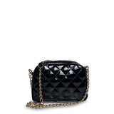 Γυναικεία τσάντα χιαστί mini oval Quilted Μαύρο Λουστρίνι