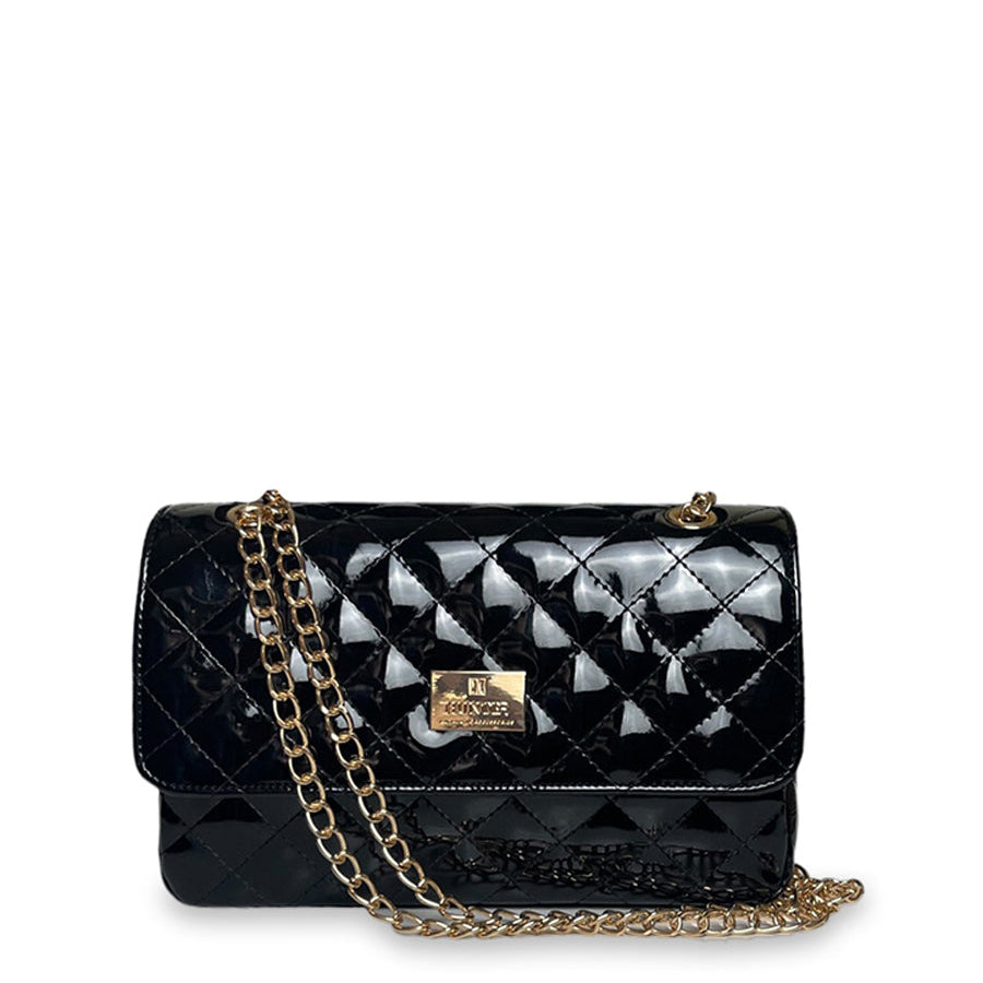 Γυναικεία τσάντα ώμου flap Quilted Μαύρο Λουστρίνι
