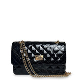 Γυναικεία τσάντα ώμου flap Quilted Μαύρο Λουστρίνι