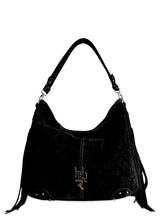 Γυναικεία τσάντα δερμάτινη hobo Suede Μαύρο