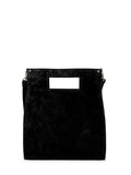 Γυναικεία τσάντα δερμάτινη tote Suede Μαύρο