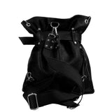 Γυναικεία δερμάτινη τσάντα πλάτης bucket Μαύρο