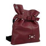 Γυναικεία δερμάτινη τσάντα πλάτης bucket Μπορντώ