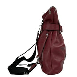 Γυναικεία δερμάτινη τσάντα πλάτης bucket Μπορντώ