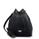 Γυναικεία δερμάτινη τσάντα ώμου bucket Μαύρο