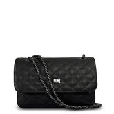 Δερμάτινη γυναικεία τσάντα Quilted Μαύρο