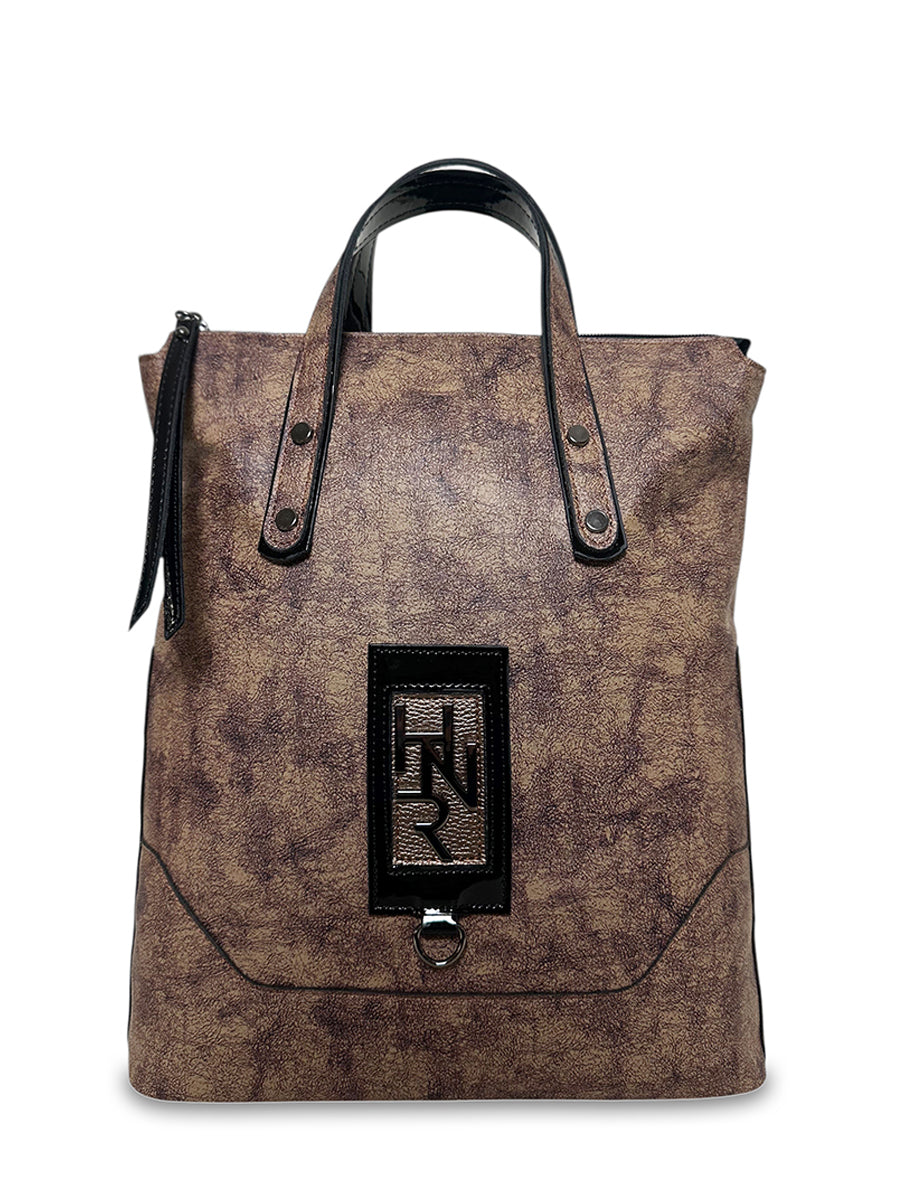 Γυναικεία τσάντα πλάτης maxi Coffee Καφέ