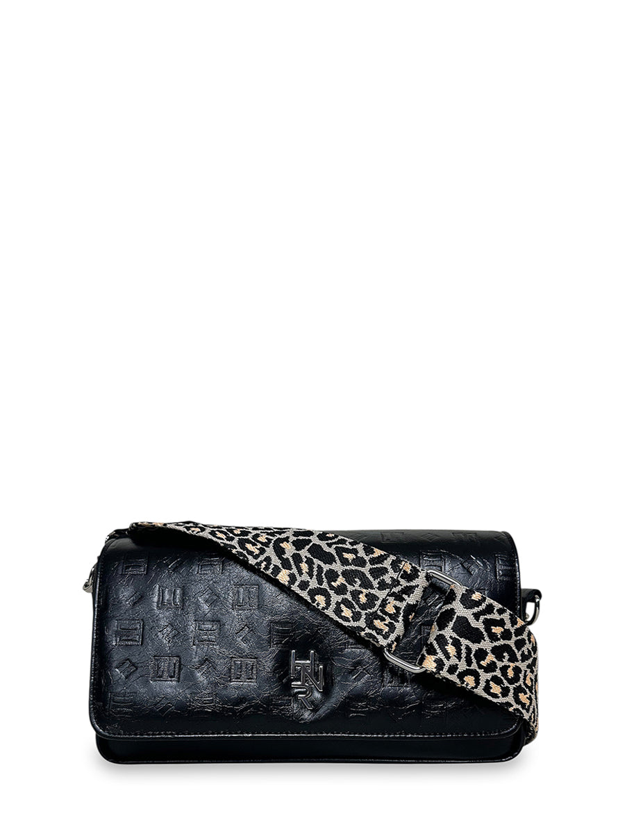 Γυναικεία τσάντα χιαστί baguette Glossy Μαύρο