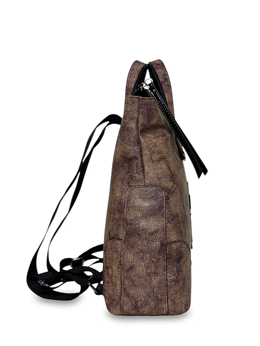 Γυναικεία τσάντα πλάτης maxi Coffee Καφέ