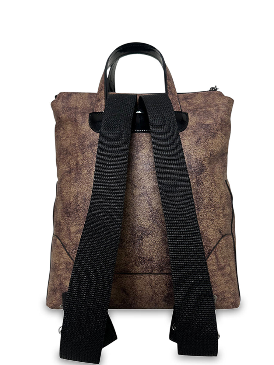 Γυναικεία τσάντα πλάτης maxi Coffee Καφέ