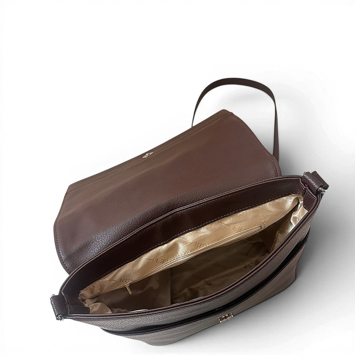 Τσάντα Χιαστί messenger Amaryllis καφέ Hunter, διαστάσεις μήκος 30 εκ., πλάτος 5 εκ., ύψος 32 εκ.