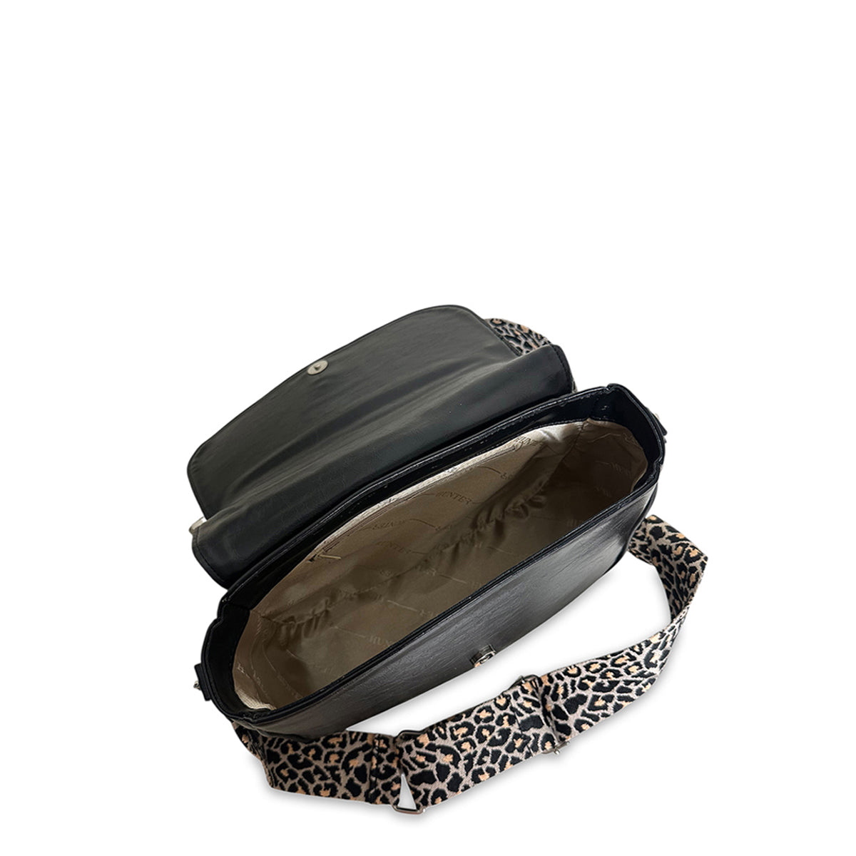 Γυναικεία τσάντα χιαστί maxi flap Glossy Μαύρο