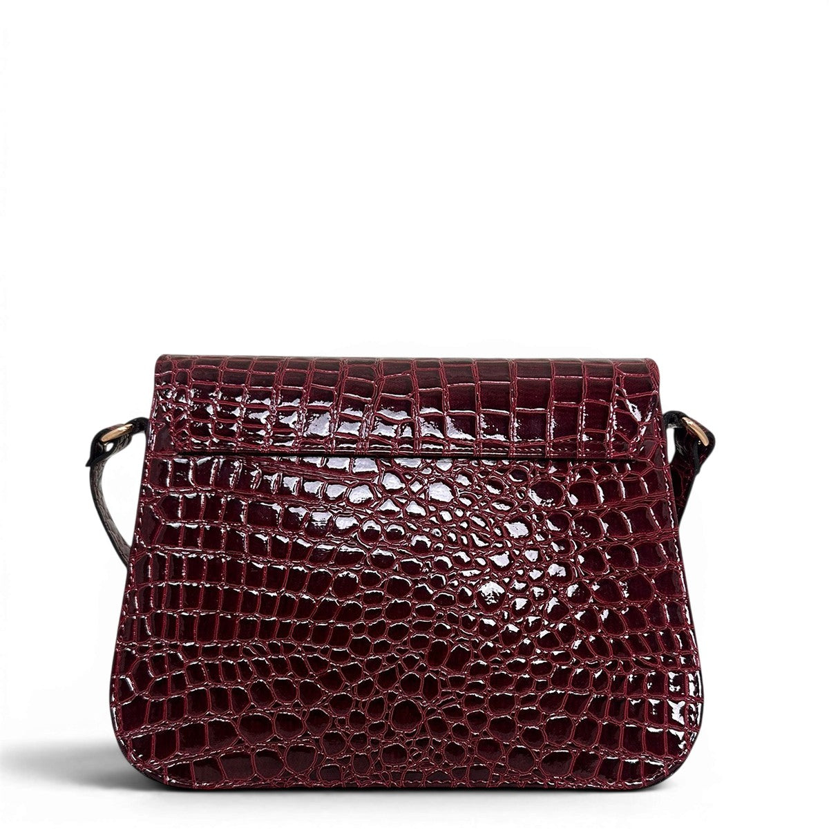 Τσάντα Χιαστί Croco Glos μπορντώ Hunter, ρυθμιζόμενο λουράκι για τον ώμο και χιαστί