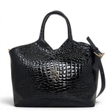 Γυναικεία Τσάντα Ώμου tote Croco Glos Μαύρο Hunter