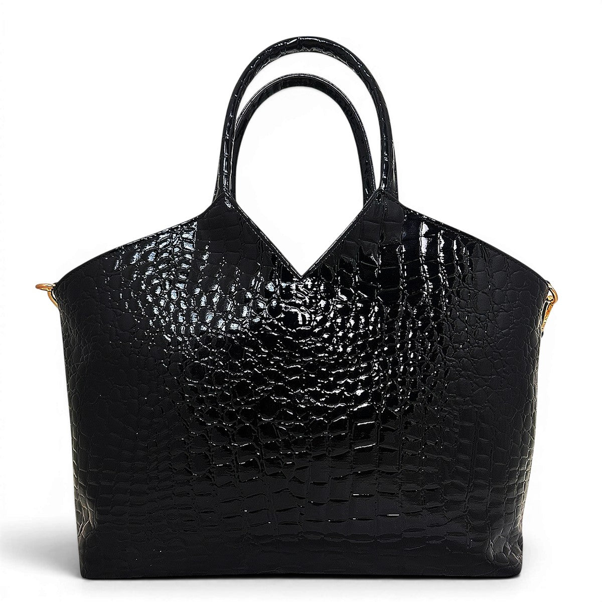 Τσάντα Ώμου tote Croco Glos μαύρο Hunter, 2 σταθερά κοντά ενιαία χεράκια