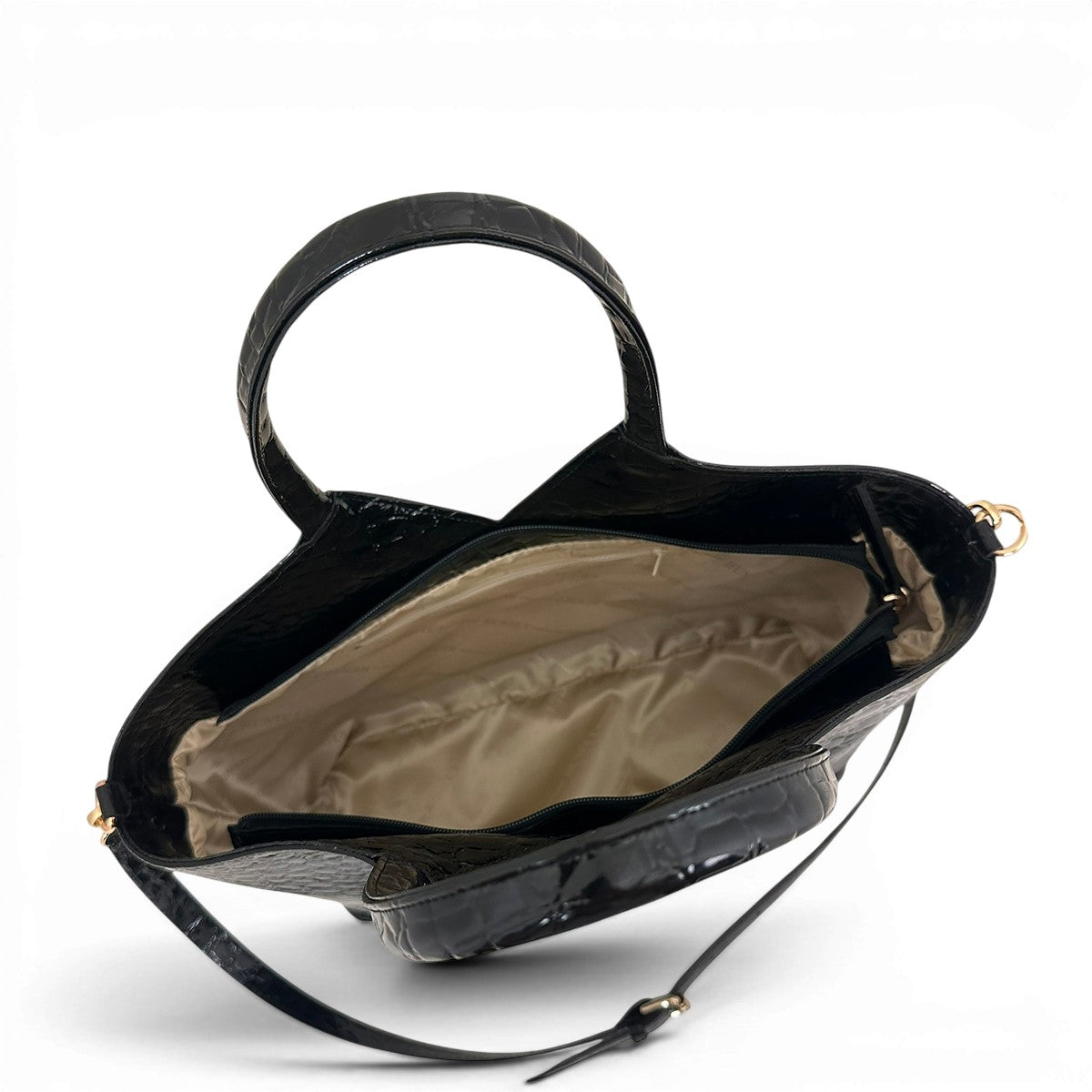 Τσάντα Ώμου tote Croco Glos μαύρο Hunter, διαστάσεις μήκος 33 εκ., πλάτος 11 εκ., ύψος 24 εκ.