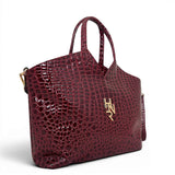 Τσάντα Ώμου tote Croco Glos μπορντώ Hunter με γυαλιστερή υφή κροκό