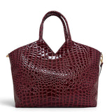 Τσάντα Ώμου tote Croco Glos μπορντώ Hunter, 2 σταθερά κοντά ενιαία χεράκια
